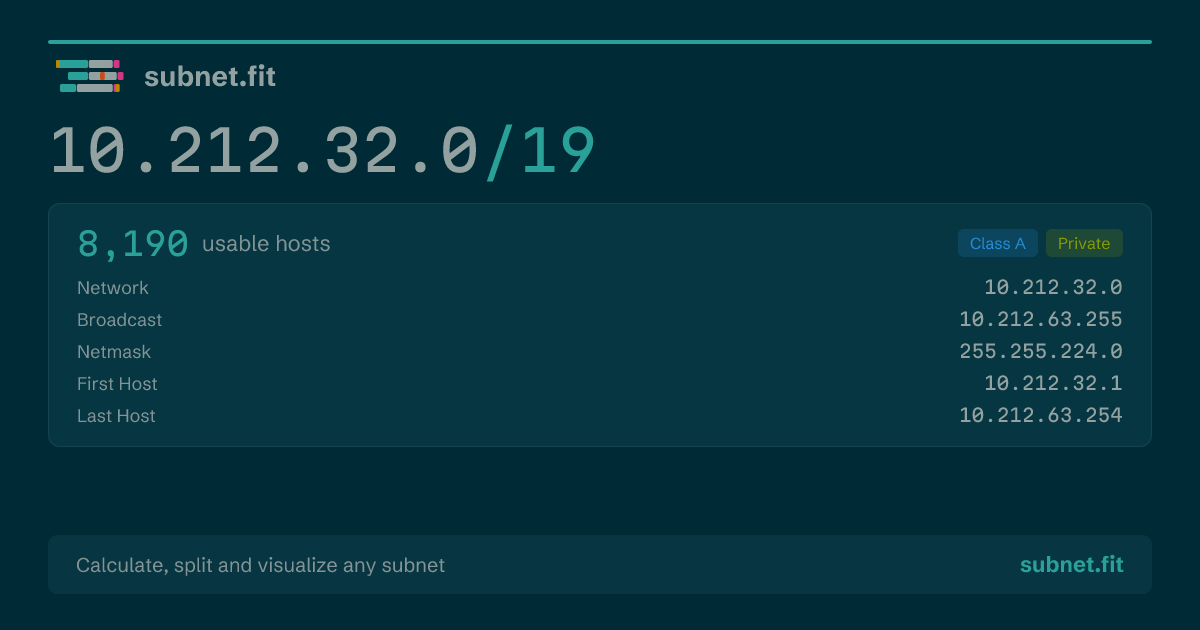 10.212.32.0/19 Subnet Details — CIDR Calculator | subnet.fit